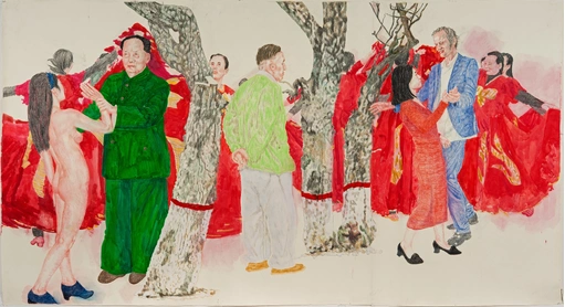 The Peargarden, coloured pencil and watercolour on paper, 185 x 330 cm, 2015.