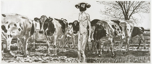 Charcoal on paper, 50 x 120 cm.