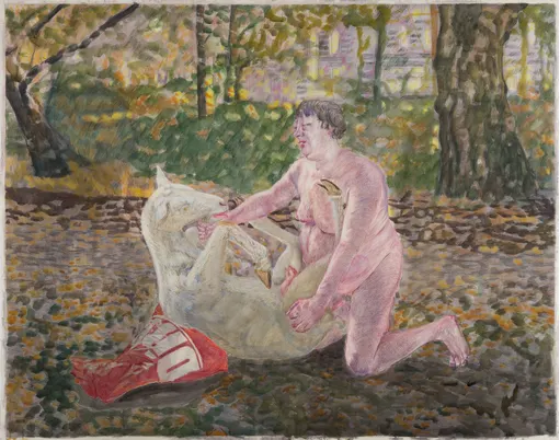 Preparatory Study (Theo Van Gogh and a She-Goat), coloured pencil and watercolour on paper, 150 x 191 cm, 2013.