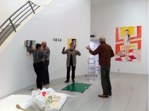 Setting up the exhibition with Oeke Witteveen.